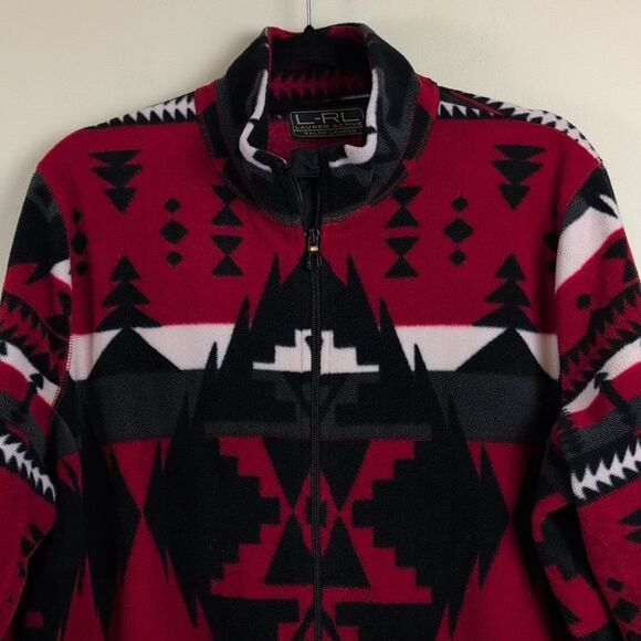 L-RL Lauren Active Southwestern Style Full Zip Fleece Jacket - Picture 6 of 10